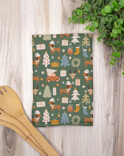 Hostess Towel - Dachshund Holiday Wishes
