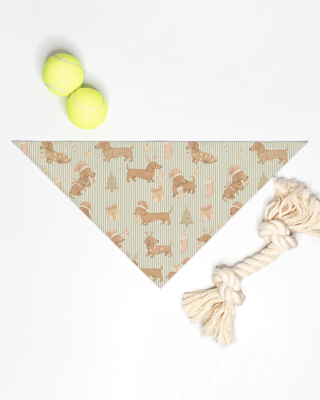 Dog Bandana - Deck The Dachshund Paws