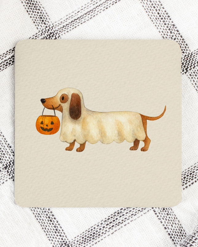 Coaster Neoprene Back (Square) 4PK - Halloween Variety Taupe Background