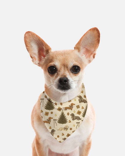 Tie On Dog Bandana - Rustic Dachshund Christmas Coquette