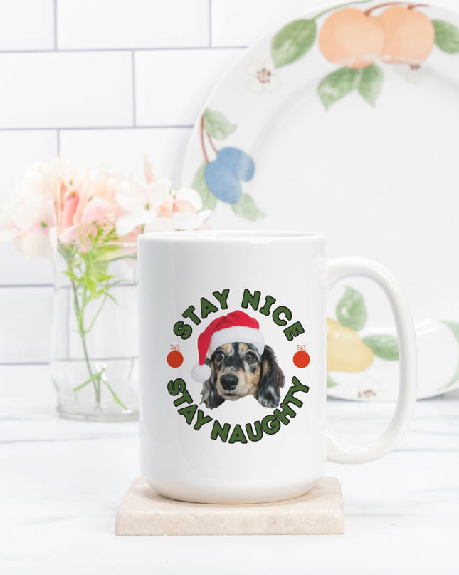 Personalized Mug - Stay Naughty + Stay Nice Pet Portrait