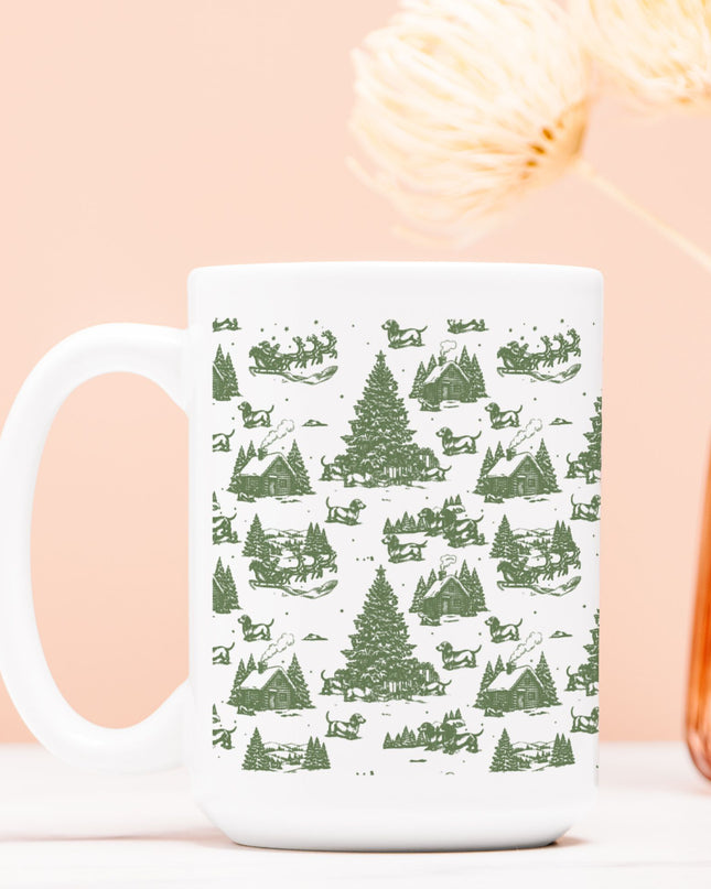 Christmas Coffee Mug - Doxie Christmas Toile