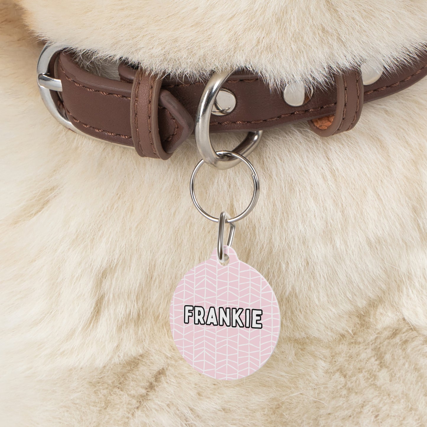 Pure Pink Lines Custom Round Metal Pet Tag