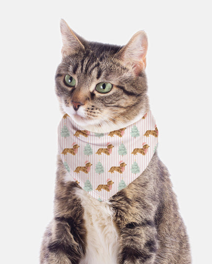 Tie On Dog Bandana - Stripes Santa Slay in Pink