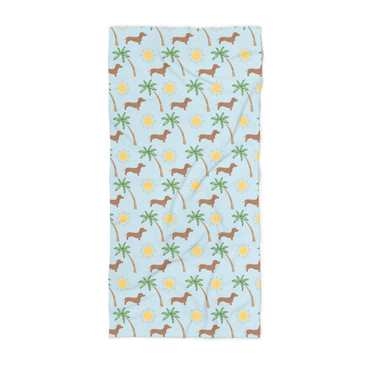 Dachshund Sunny Day Palm Beach Towel