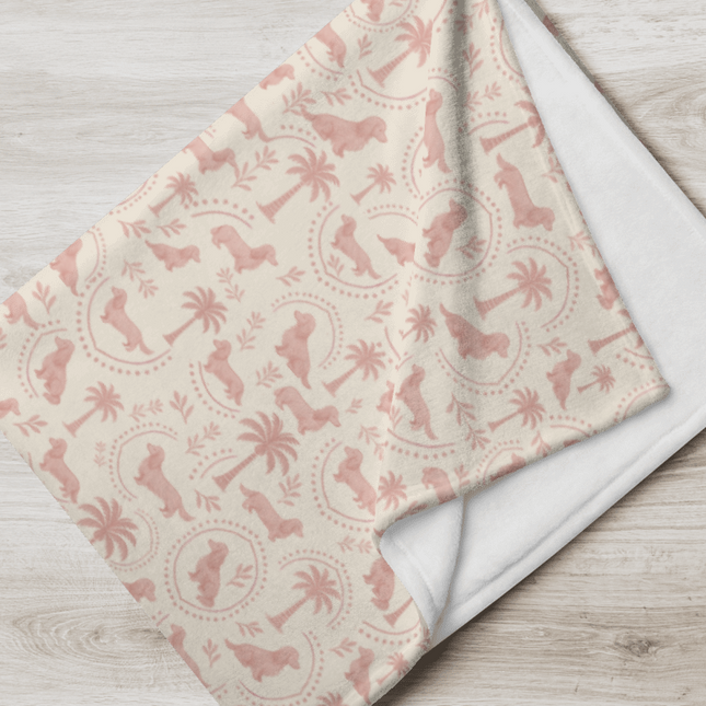 Super Soft Throw Blanket - Blush Doxie Tropic Toile  (50x60 / 60x80)