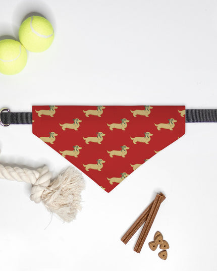 On Collar Dog Bandana  - Dach of Long-Haired Dachshund Holiday Edition