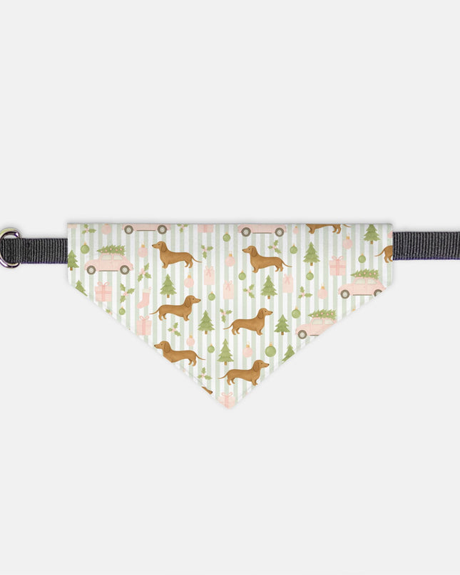 On Collar Dog Bandana  - Rustic Christmas Wiener Wonderland