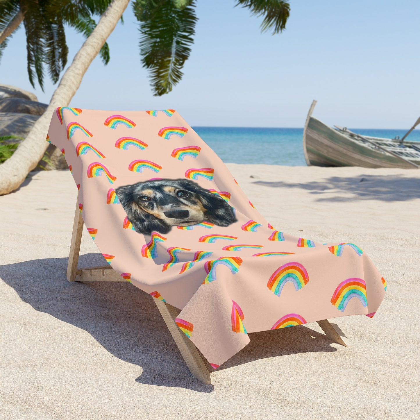 Radiant Rainbow Custom Beach Towel