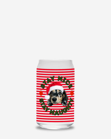 Can Shaped Glass  - Get Naughty + Get Nice Stripes