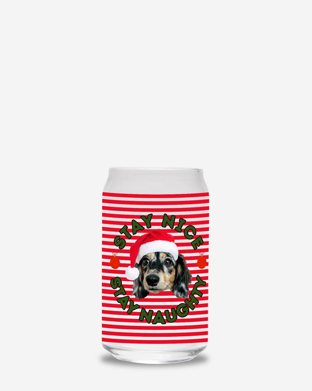 Can Shaped Glass  - Get Naughty + Get Nice Stripes