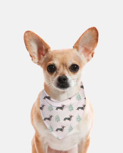 Dog Bandana - Stripes Santa Slay in Pink Dapple