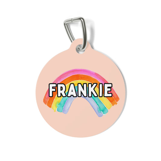 Radiant Rainbow Custom Round Metal Pet Tag