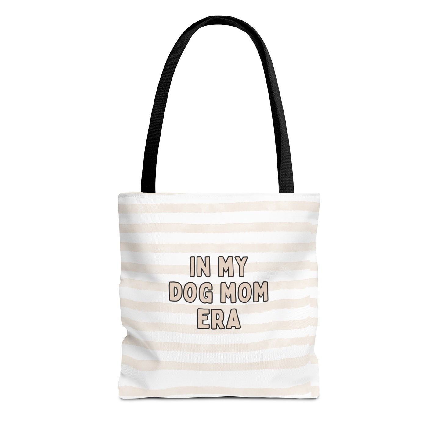 'In My Dog Mom' Era Striped Beige Tote Bag