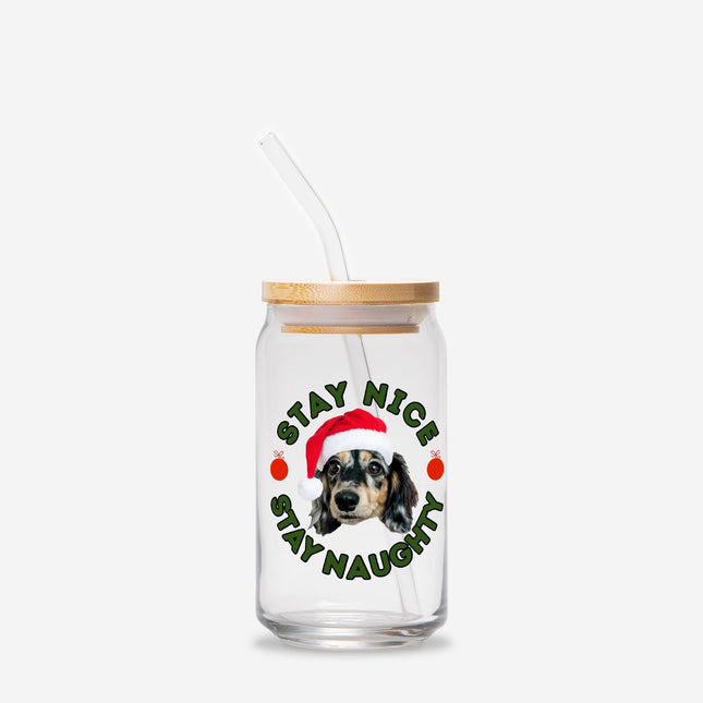 Can Shaped Glass  - Stay Naughty + Stay Nice Stripes