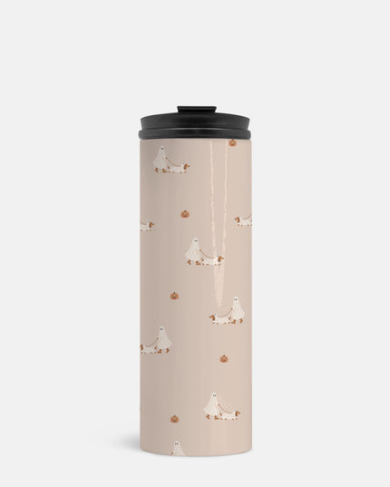 Ghost Walking A Dachshund Halloween Thermal Tumbler 16 oz.