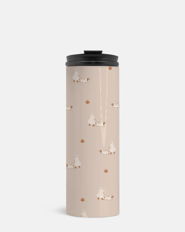 Ghost Walking A Dachshund Halloween Thermal Tumbler 16 oz.