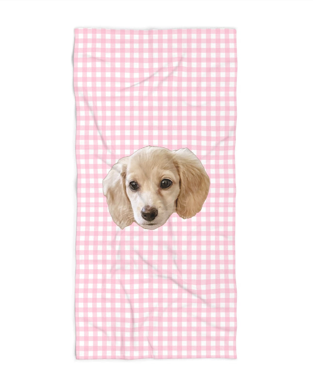 Pink Or Blue Gingham Custom Beach Towel