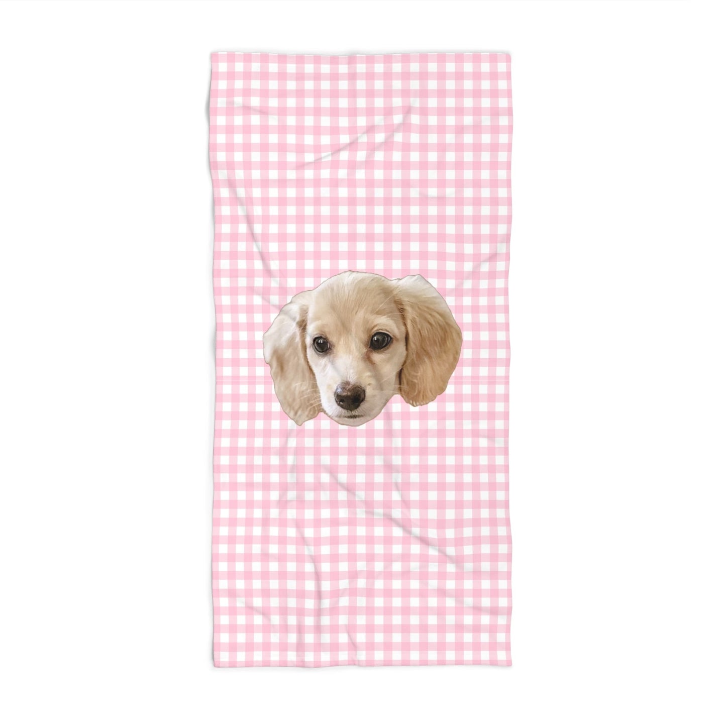 Pink Or Blue Gingham Custom Beach Towel