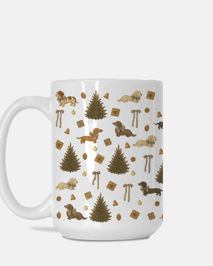 Christmas Coffee Mug - Rustic Dachshund Coquette Christmas