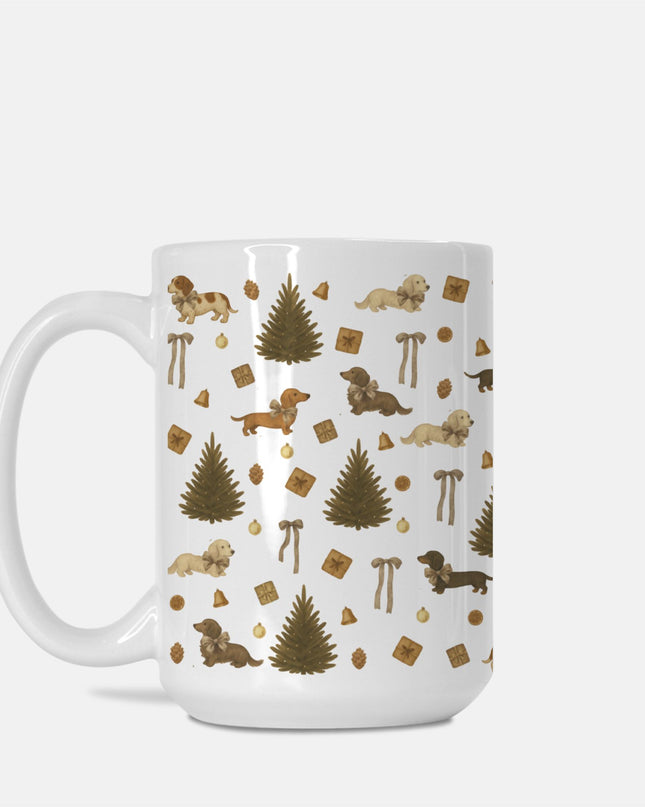 Christmas Coffee Mug - Rustic Dachshund Coquette Christmas