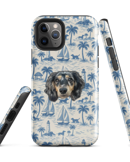 Dachshund Tough iPhone Case – Coastal Doxie Toile Cover