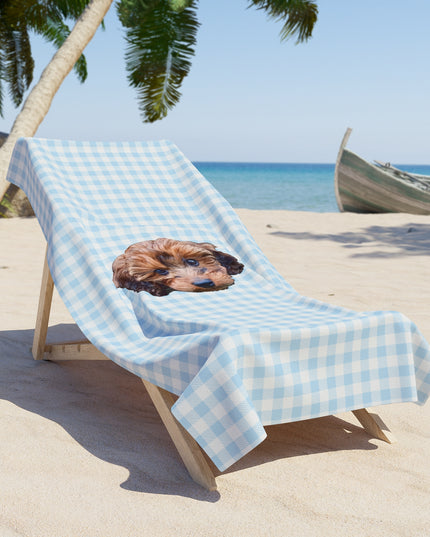 Pink Or Blue Gingham Custom Beach Towel