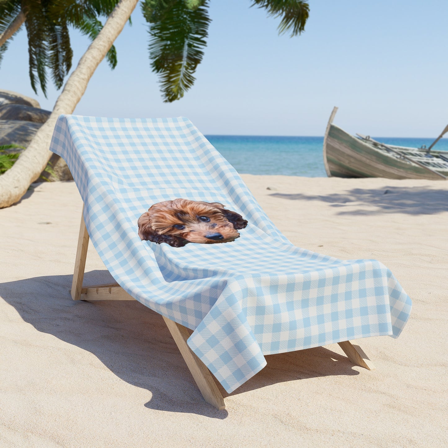 Pink Or Blue Gingham Custom Beach Towel