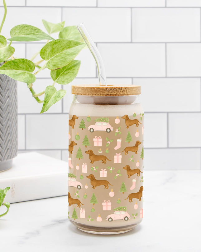 Can Shaped Glass  - Rustic Christmas Wiener Wonderland