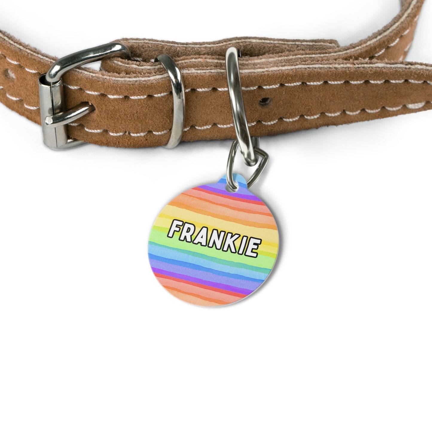 Rainbow Right Bright Custom Round Metal Pet Tag