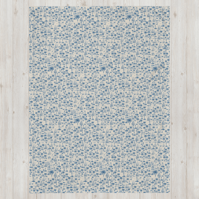 Super Soft Throw Blanket – Coastal Doxie Toile (50x60 / 60x80)