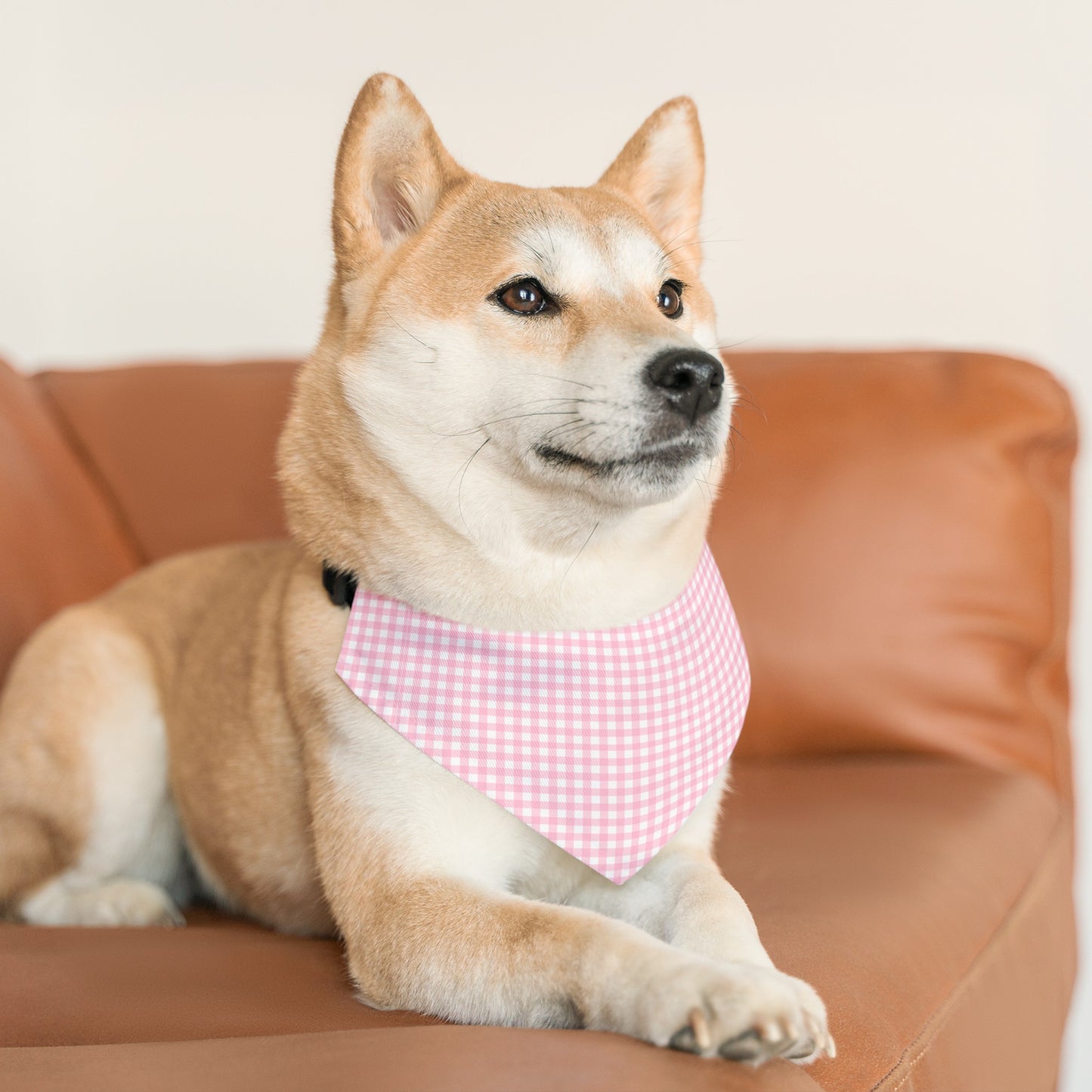 Pink Gingham Collar Bandana