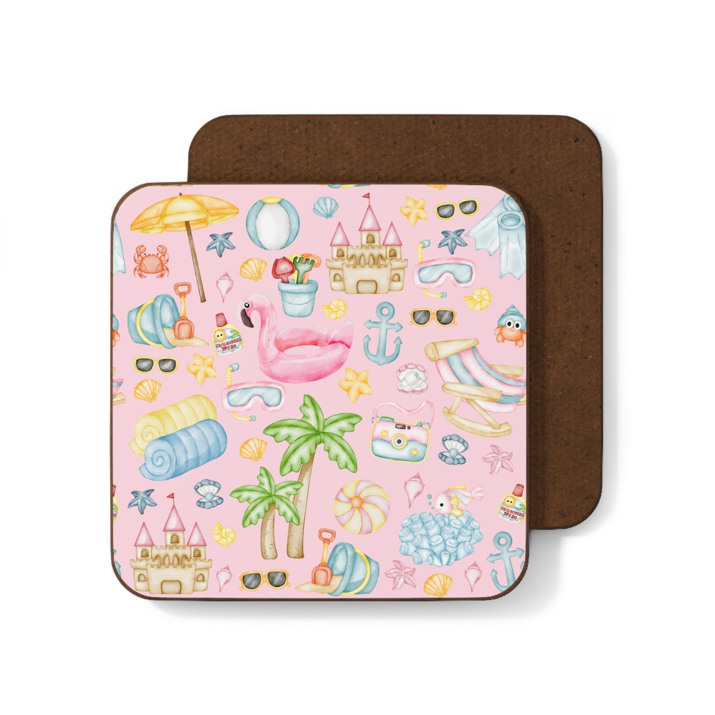 Beach Pawty Pack Of 4 Hardboard Back Coaster