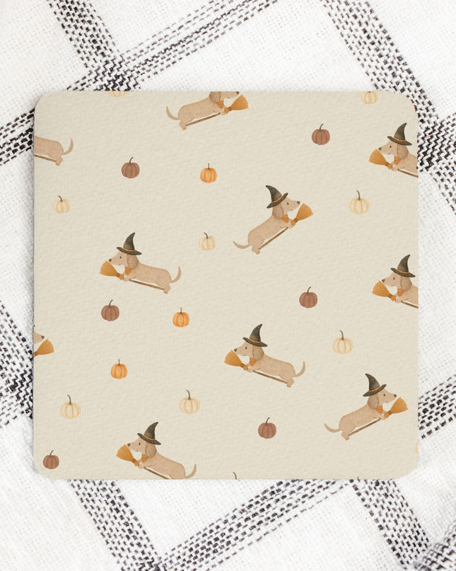 Coaster Neoprene Back (Square) 4PK - Halloween Variety Taupe Background