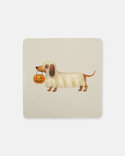 Coaster Neoprene Back (Square) 4PK - Halloween Variety Taupe Background