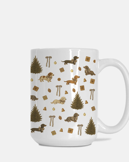 Christmas Coffee Mug - Rustic Dachshund Coquette Christmas