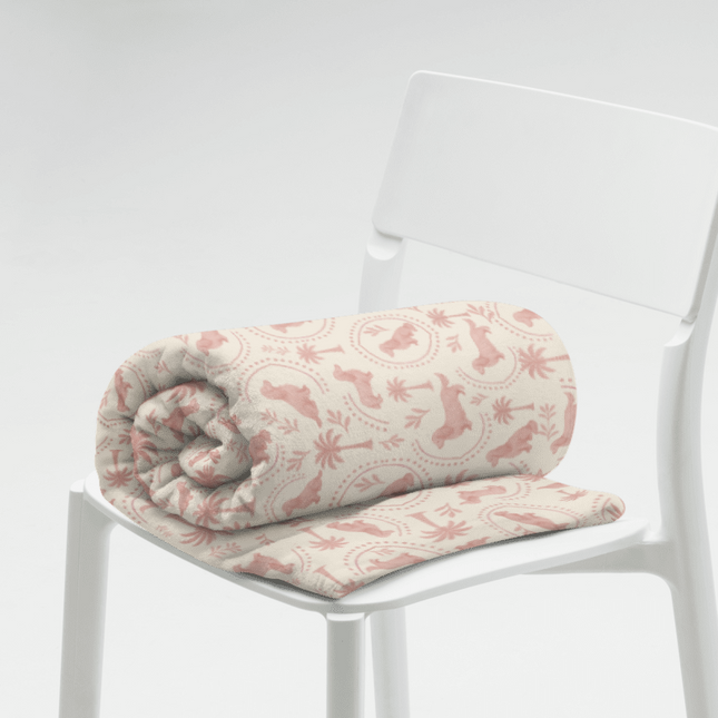 Super Soft Throw Blanket - Blush Doxie Tropic Toile  (50x60 / 60x80)