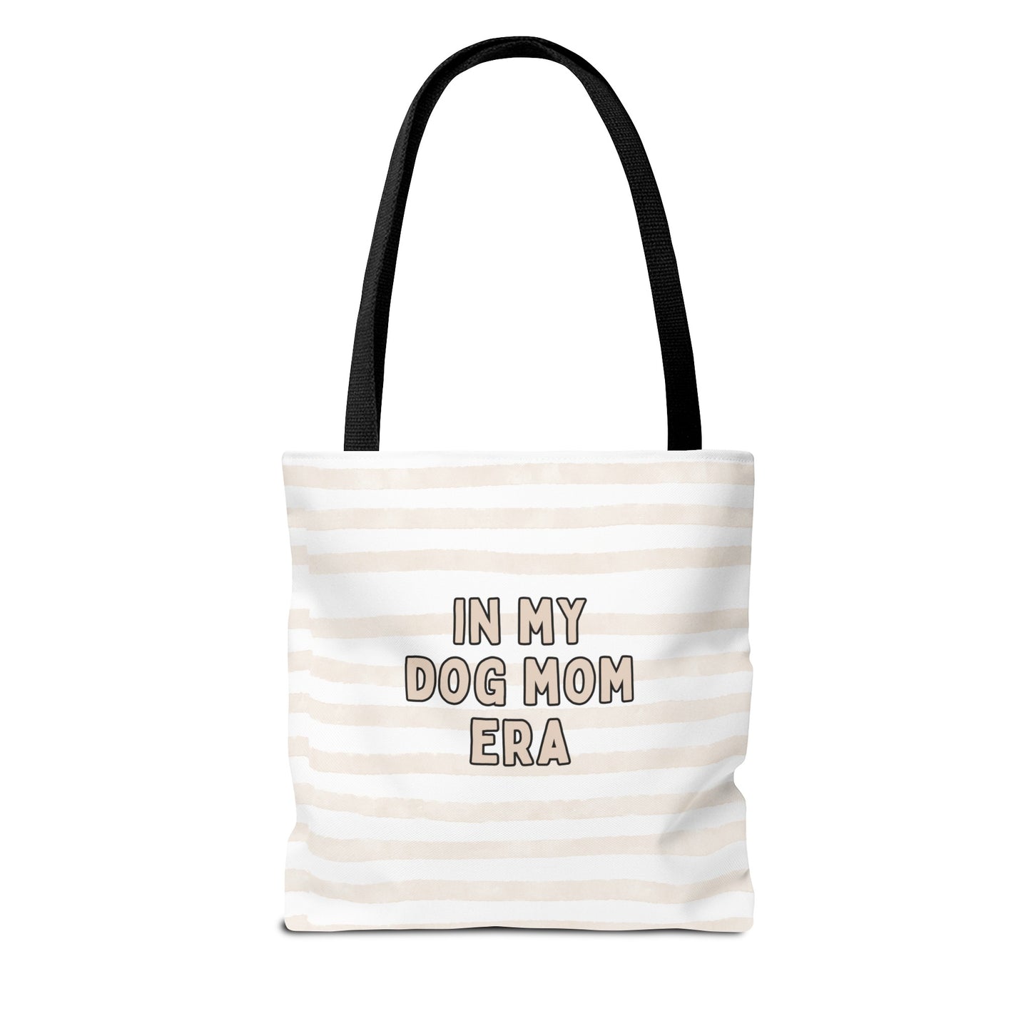 'In My Dog Mom' Era Striped Beige Tote Bag