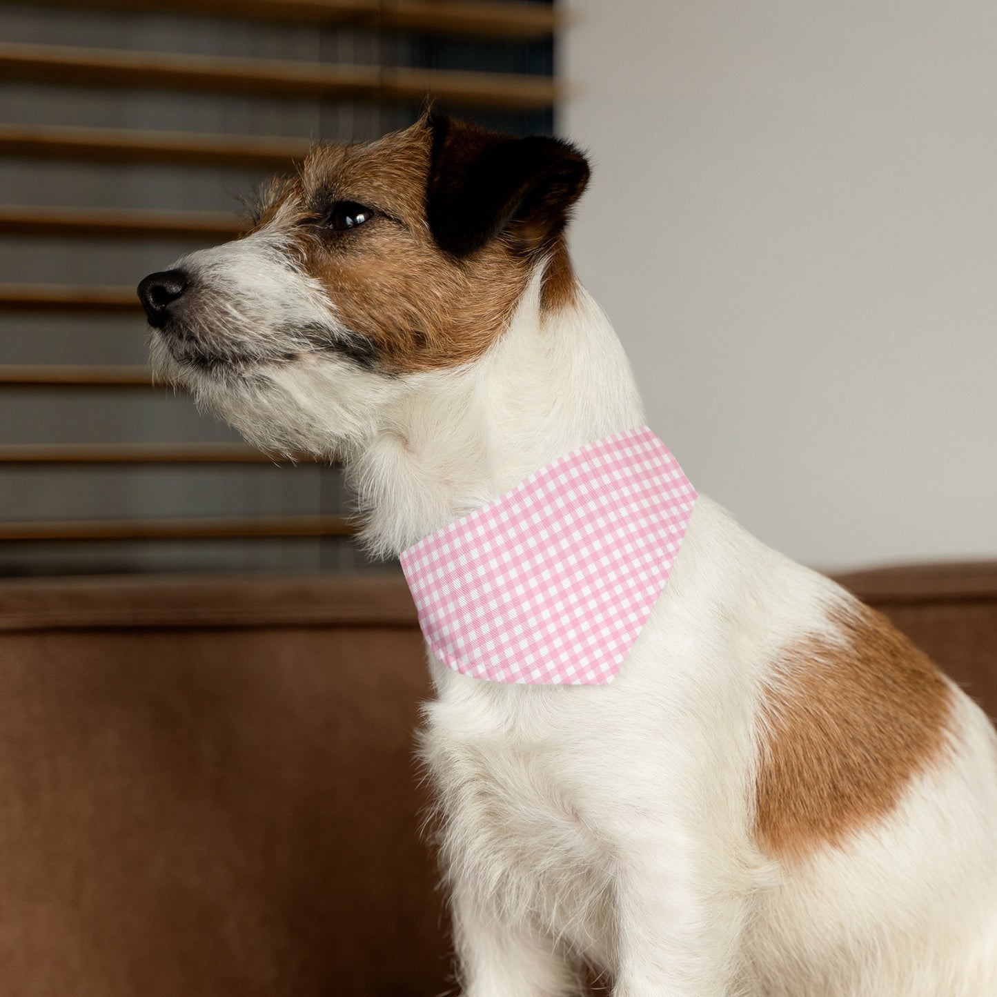 Pink Gingham Collar Bandana