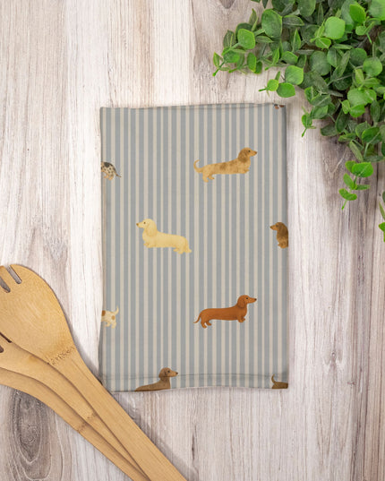 Hostess Towel -  Long-Haired & Short-Haired Dachshund Mix Print
