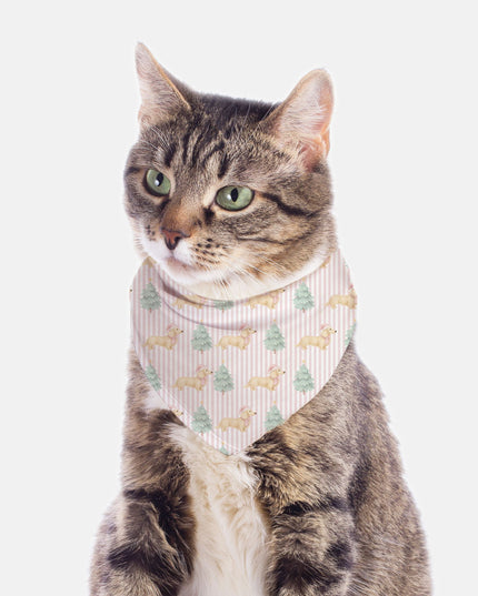 Dog Bandana - Stripes Santa Slay in Pink