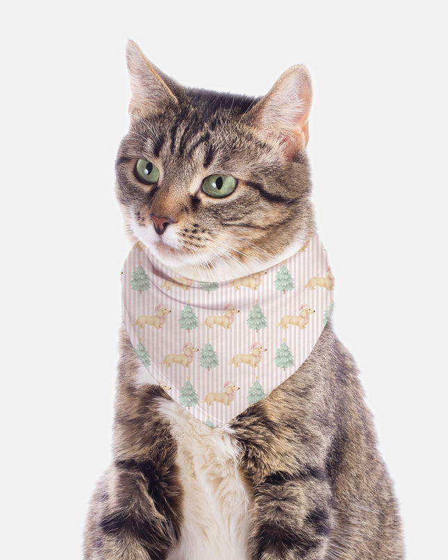 Dog Bandana - Stripes Santa Slay in Pink