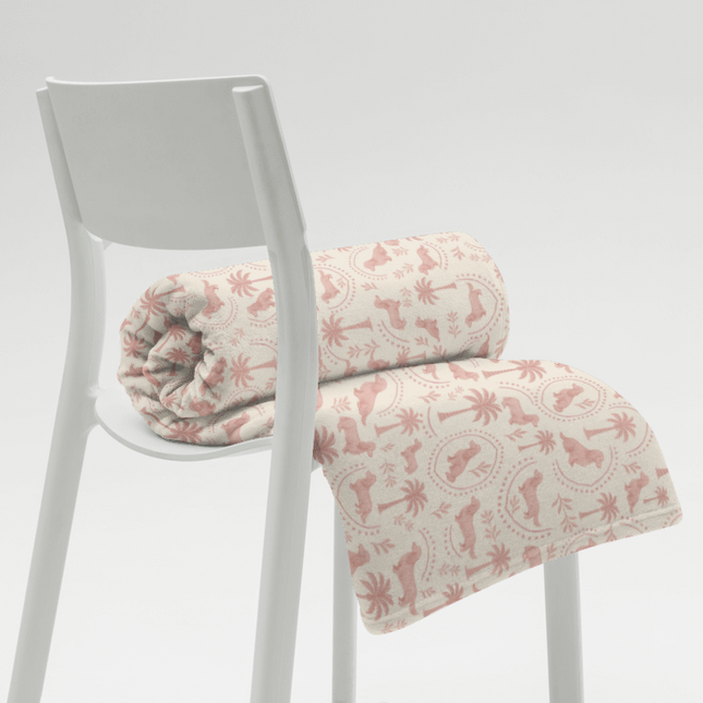 Super Soft Throw Blanket - Blush Doxie Tropic Toile  (50x60 / 60x80)