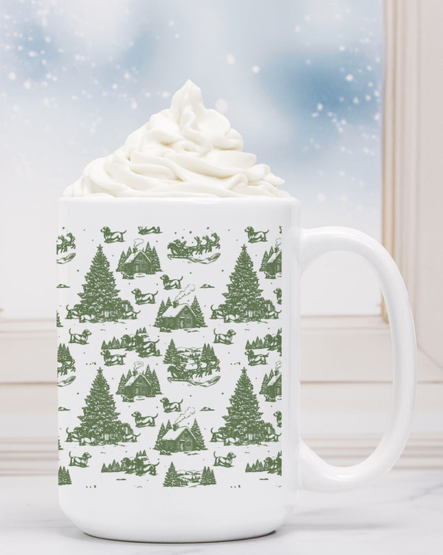 Christmas Coffee Mug - Doxie Christmas Toile