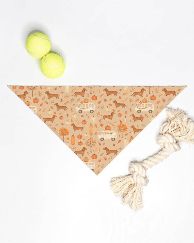 Tie On Dog Bandana- Dachshund Harvest Road Trip: Fall Festival Print