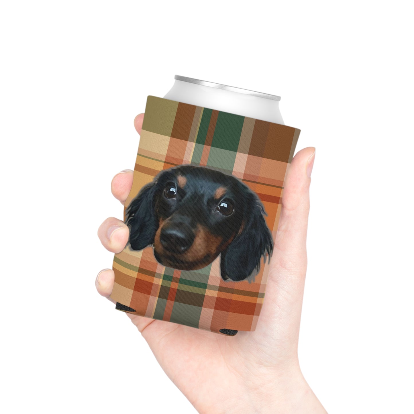 Warm Plaid Custom Can Cooler Koozie