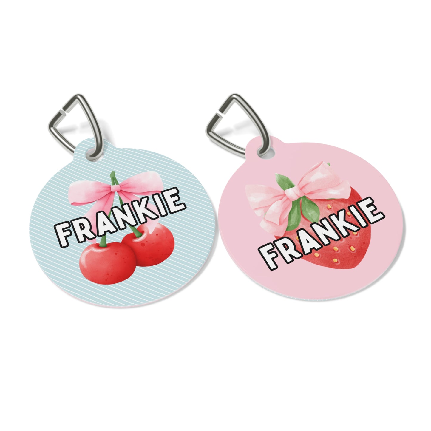 Cherry Coquette Custom Round Metal Pet Tag