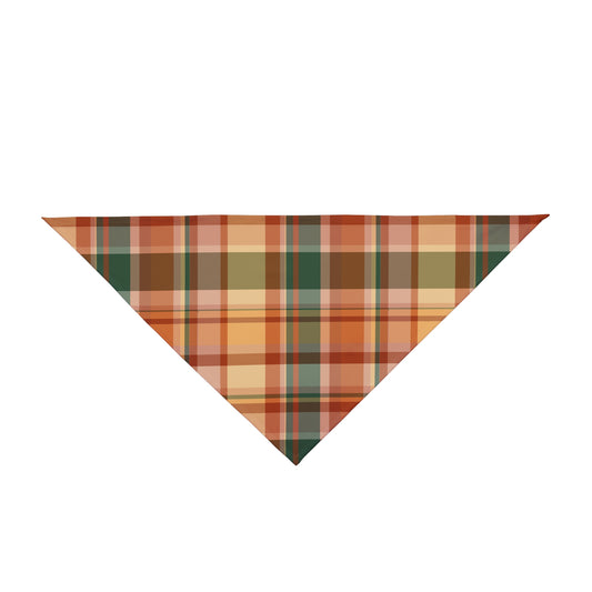 Warm Plaid Tie On Dog Bandana