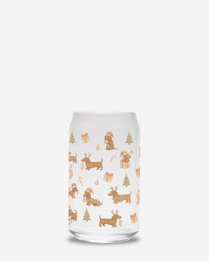 Can Shaped Glass  - Dachshund Holiday Wishes