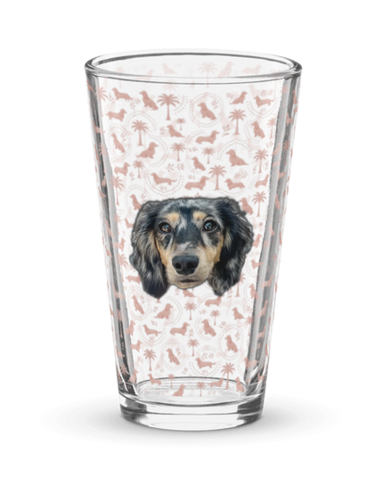 Beer Pint Glass - Blush Doxie Tropic Toile